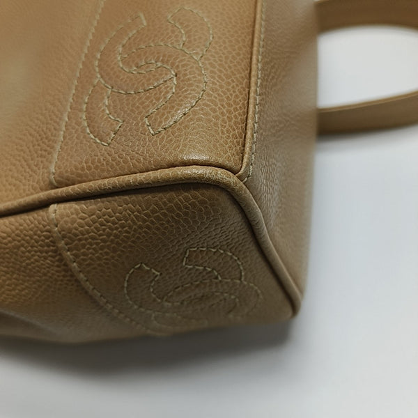 VINTAGE CC LOGO Grained Calfskin Beige