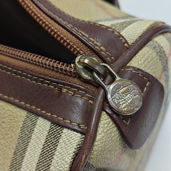 Coated Canvas Top Handle Bag Brown