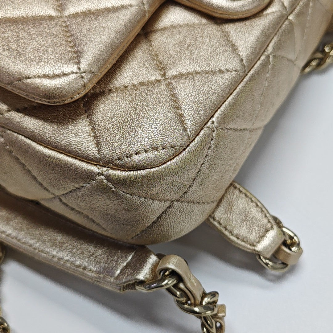 Quilted Lambskin Backpack Beige