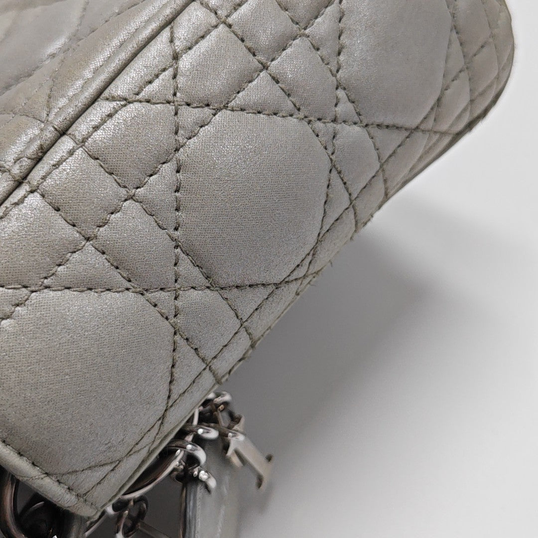 Lady Dior Mini Cannage Lambskin Gray