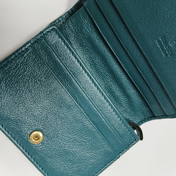 GG Marmont Mini Quilted Calfskin Blue Wallet