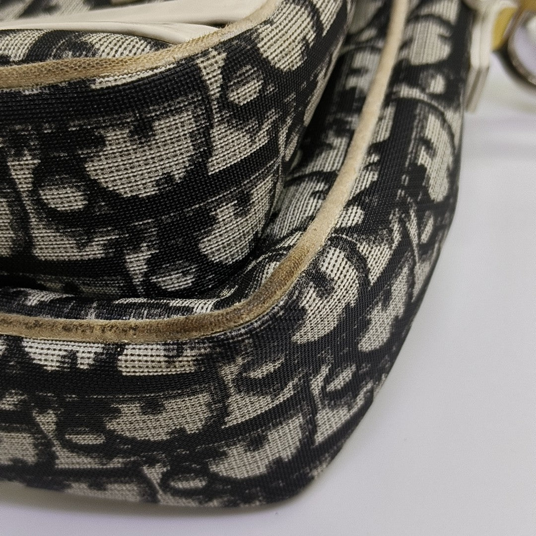 Oblique Coated Canvas Shoulder Bag Gray
