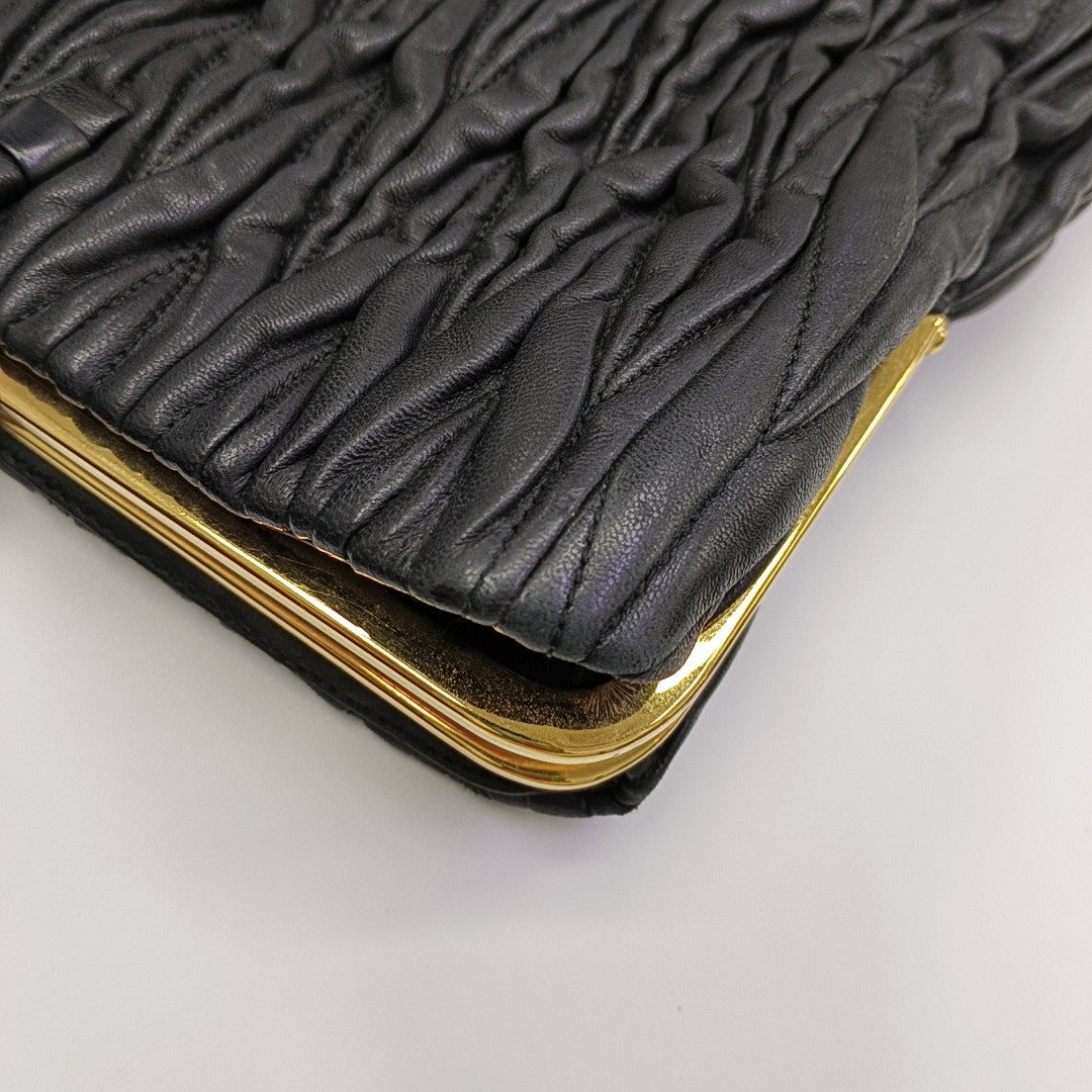 Quilted Lambskin Top Handle Bag Black