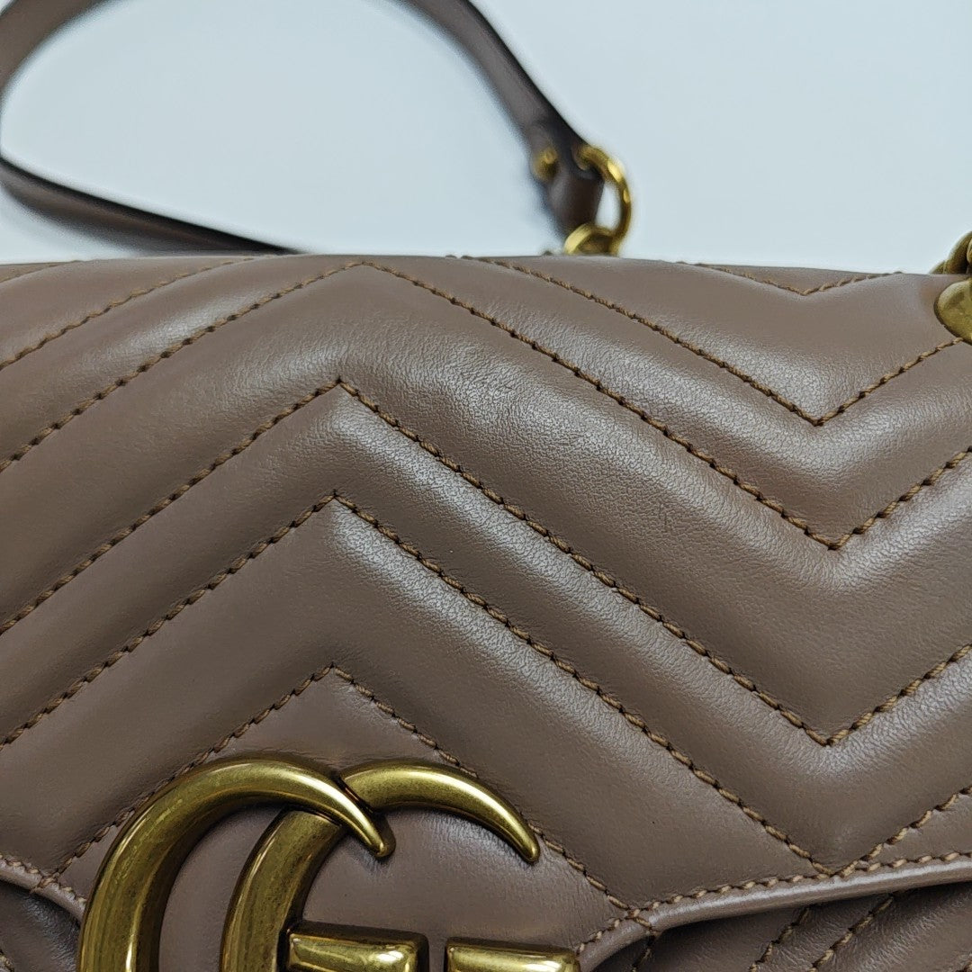 GG Marmont Medium Quilted Calfskin Gray