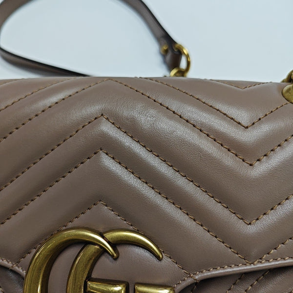GG Marmont Medium Quilted Calfskin Gray