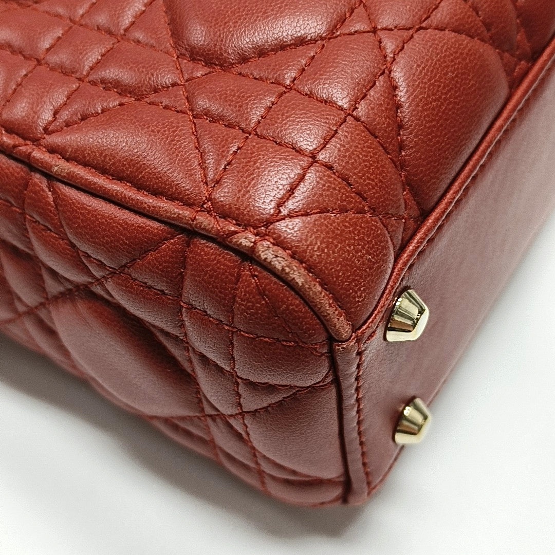 Lady Dior Mini Cannage Lambskin Red