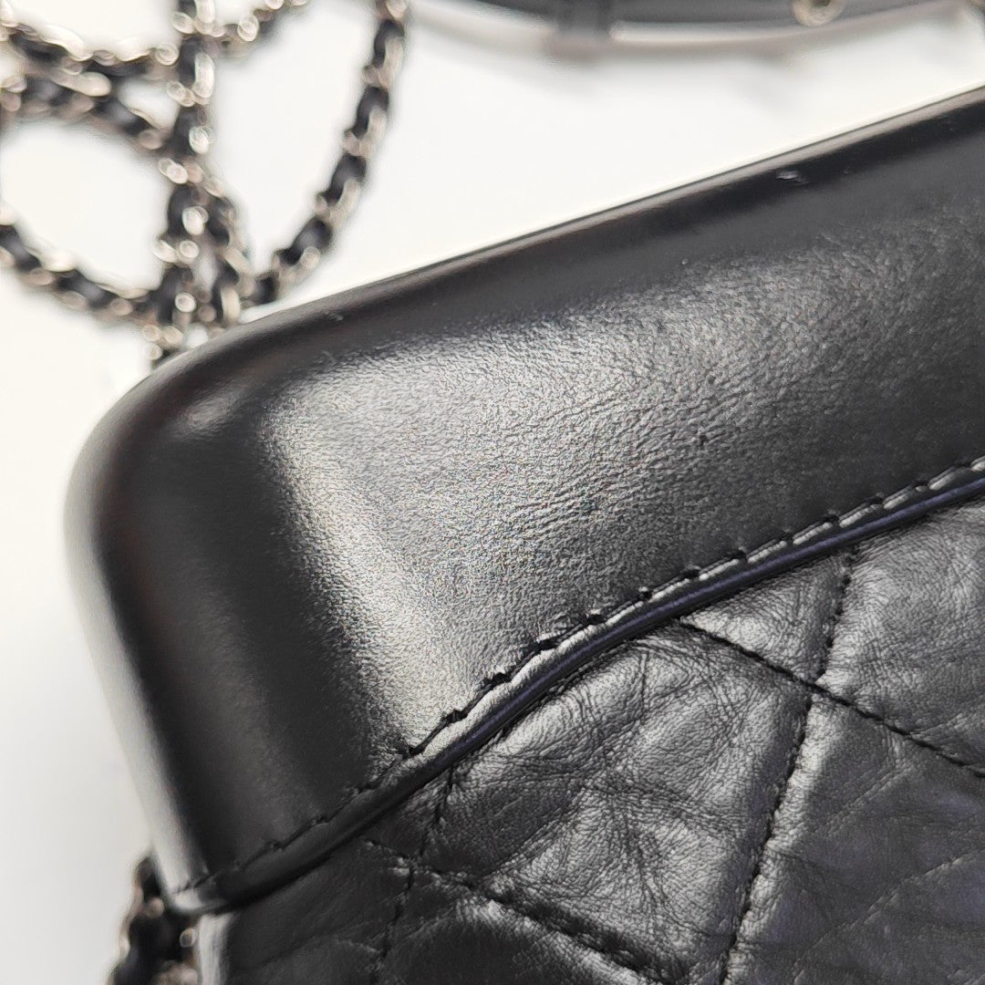 GABRIELLE Small Quilted Vintage Calf Black
