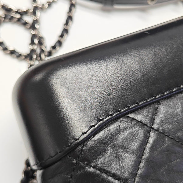 GABRIELLE Small Quilted Vintage Calf Black