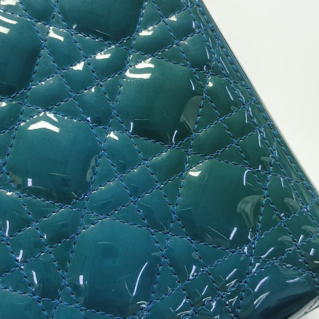 Lady Dior Medium Quilted Patent Leather Green