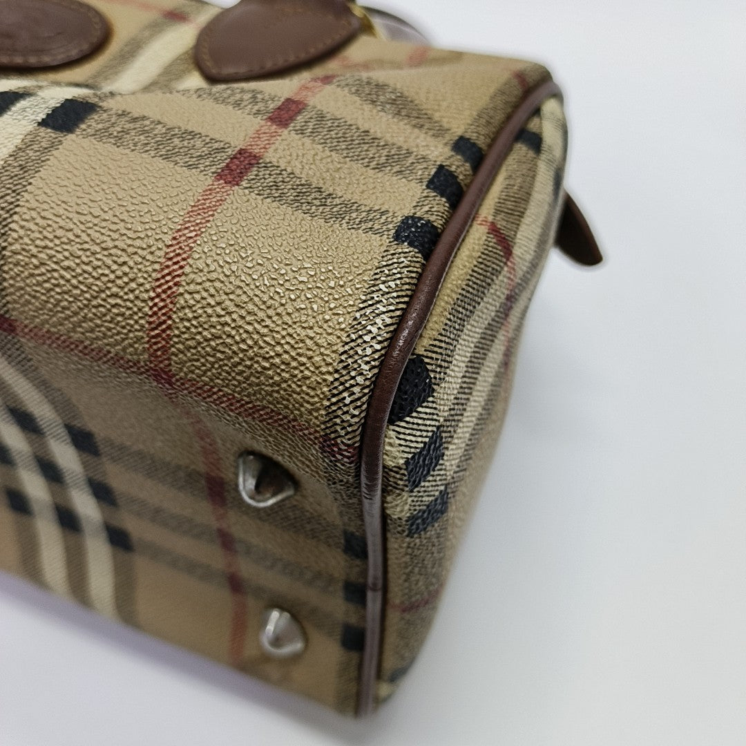 Coated Canvas Top Handle Bag Beige