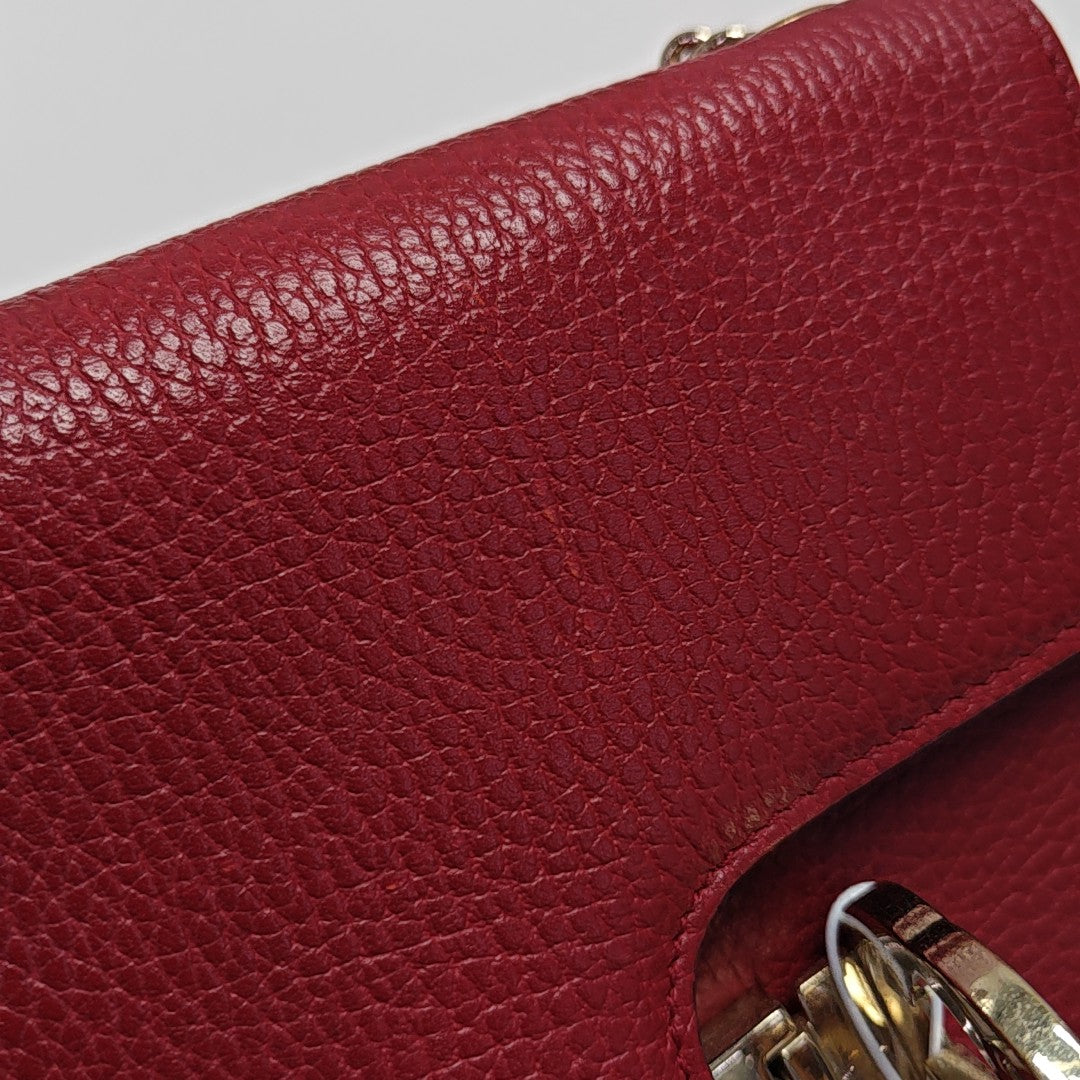Interlocking G Small Calfskin Red