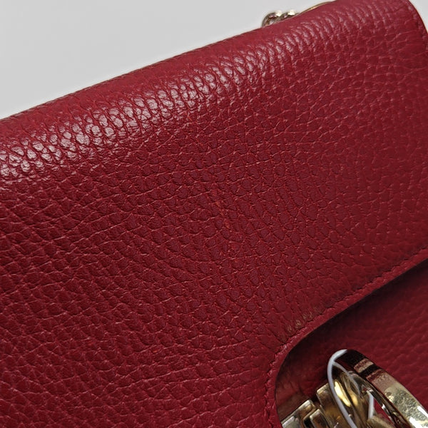Interlocking G Small Calfskin Red