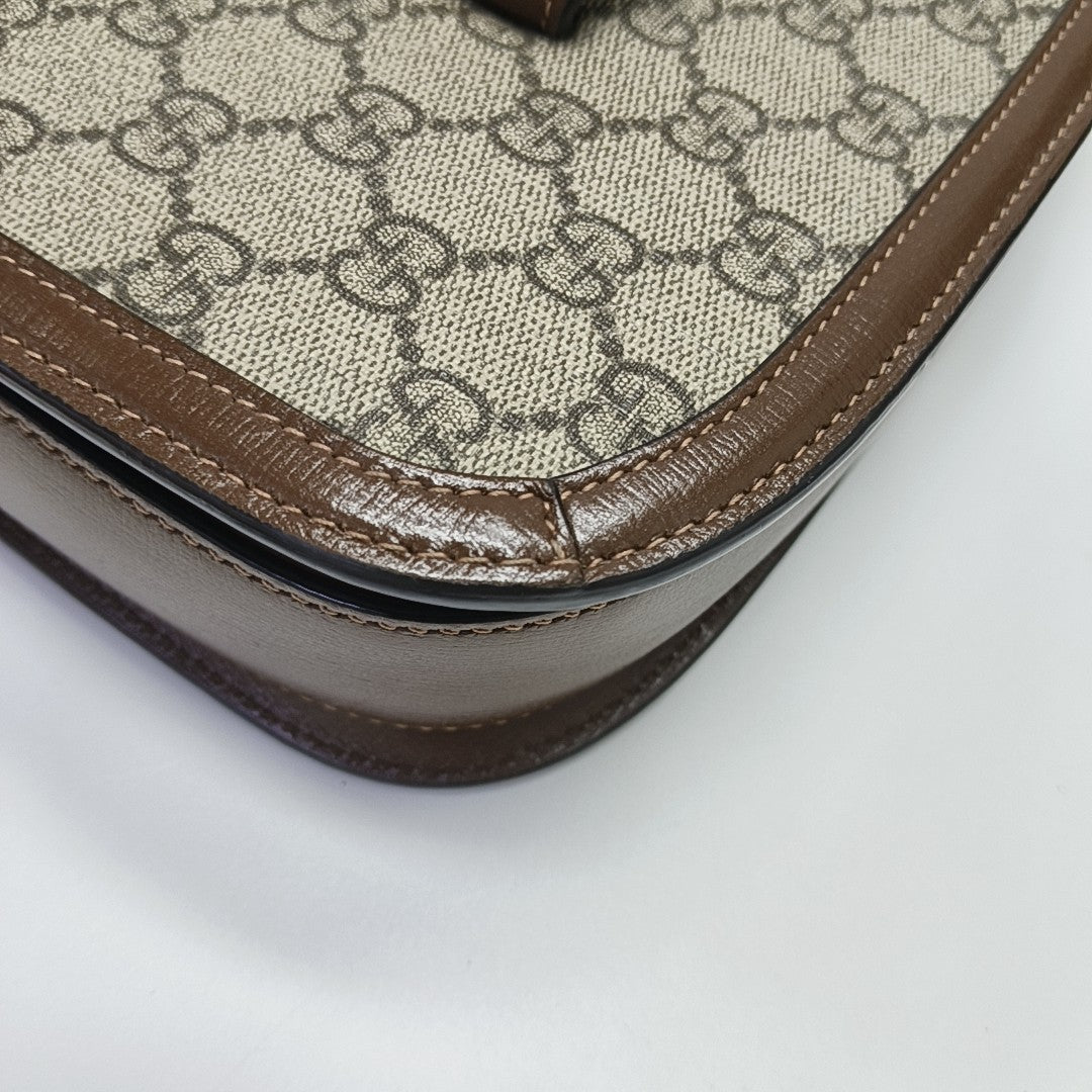 Horsebit 1955 Medium Monogram Coated Canvas Beige