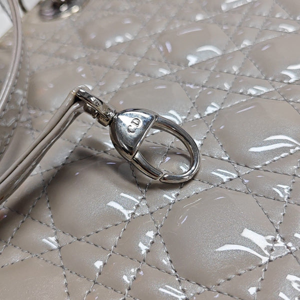 Lady Dior Medium Quilted Patent Leather Gray