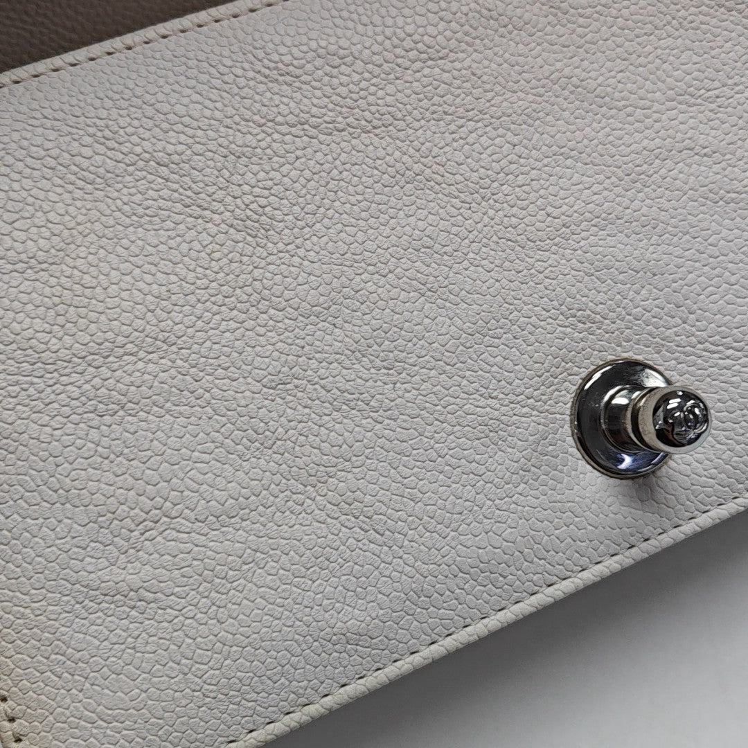 BOY CHANEL Small Quilted Grained Calfskin White