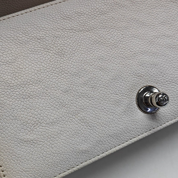 BOY CHANEL Small Quilted Grained Calfskin White