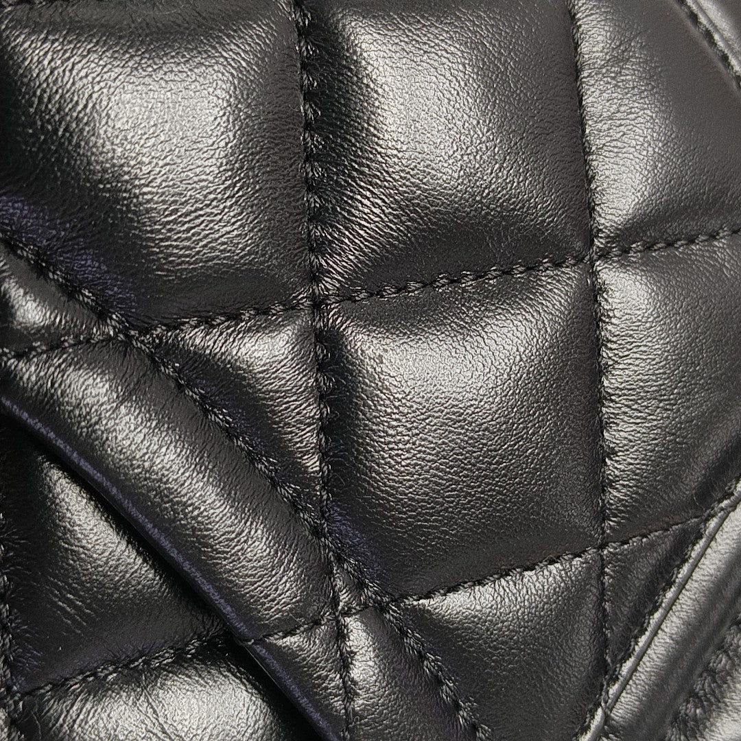 Quilted Lambskin Shoulder Bag Black