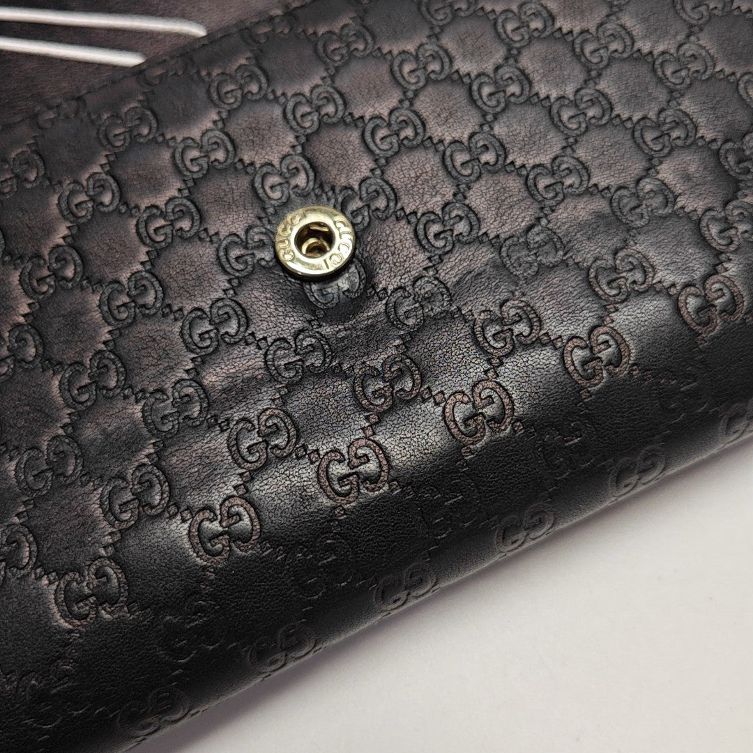 Microguccissima Monogram Calfskin Black Wallet