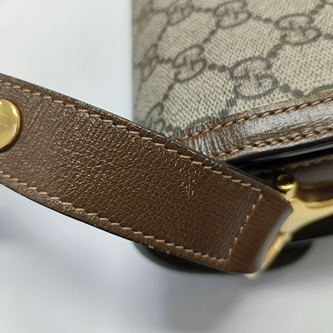 Horsebit 1955 Medium Monogram Coated Canvas Beige