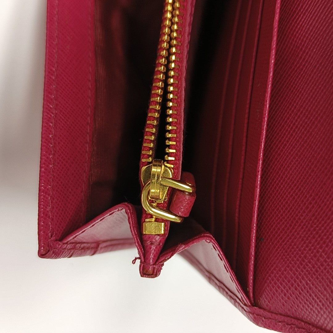 Fold Wallet Saffiano Calfskin Red Wallet