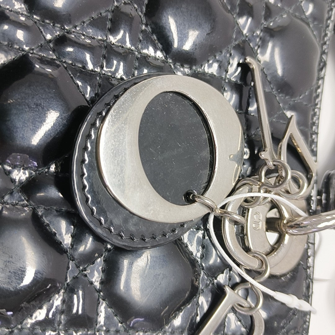 Lady Dior Medium Cannage Patent Leather Black