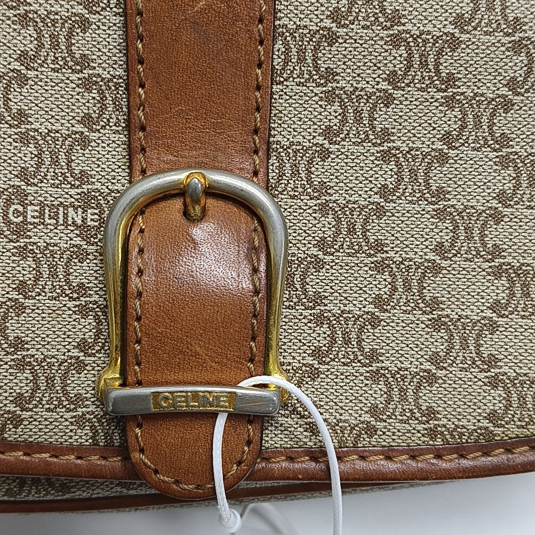 Coated Canvas Crossbody Bag Beige