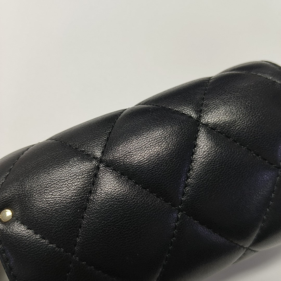 Quilted Lambskin Shoulder Bag Black
