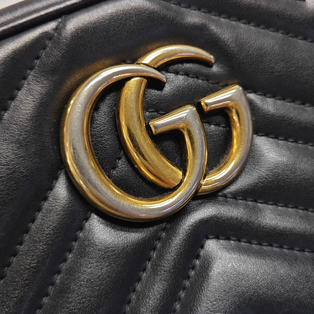 GG Marmont Small Quilted Calfskin Black