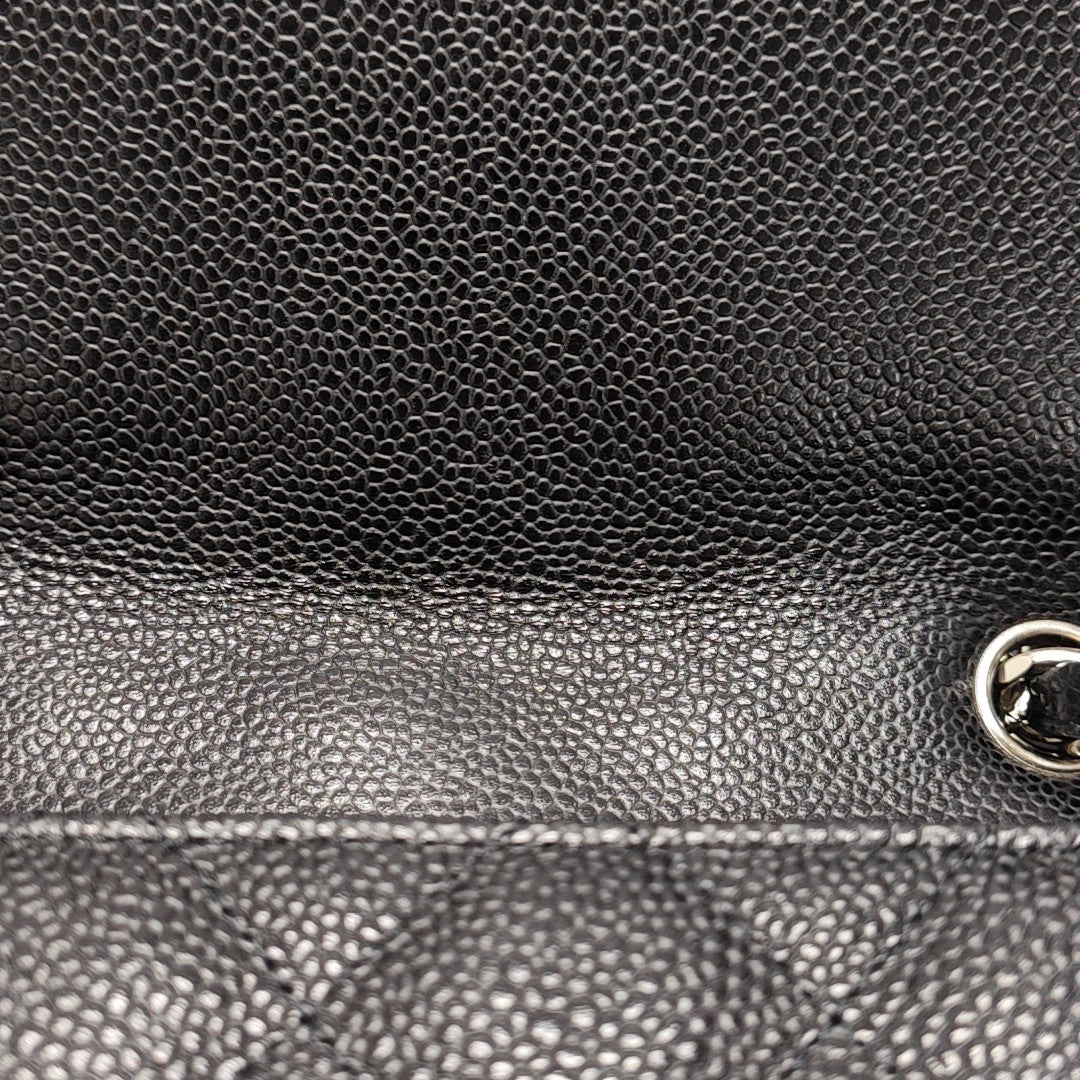 Quilted Grained Calfskin Shoulder Bag Large Black