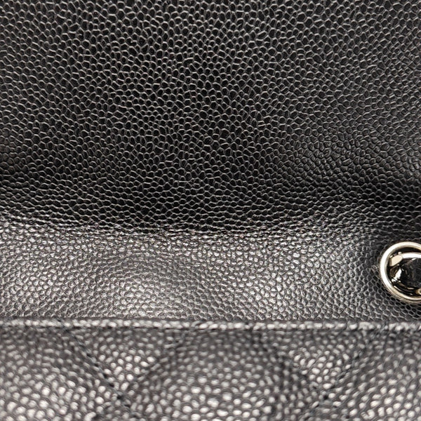 Quilted Grained Calfskin Shoulder Bag Large Black