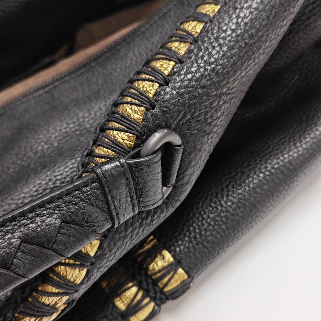 Calfskin Top Handle Bag Black