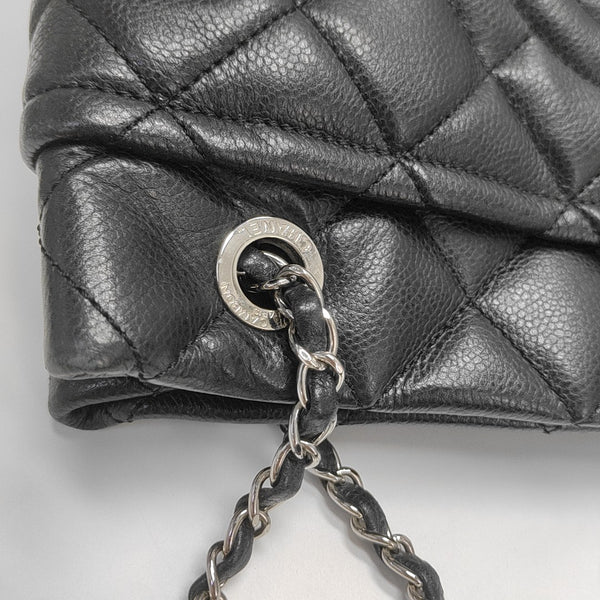 Quilted Grained Calfskin Tote Bag Black
