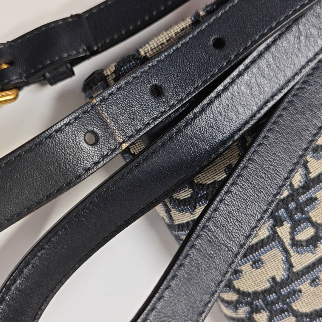 Saddle Mini Oblique Canvas Blue