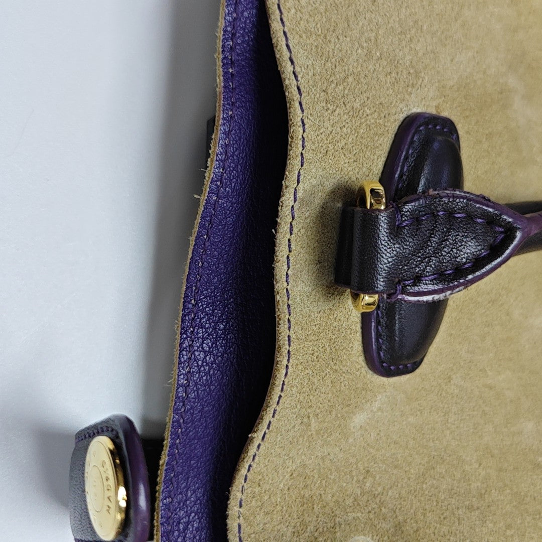 Suede Top Handle Bag Beige