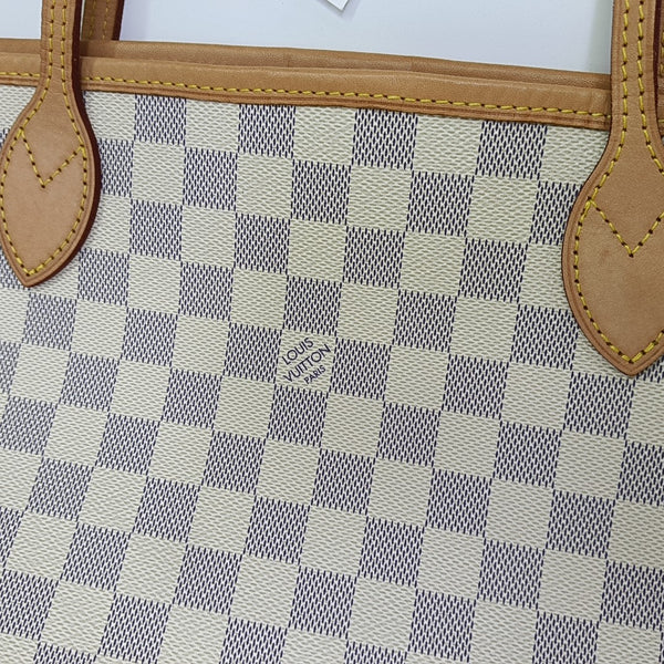 NEVERFULL MM Damier Azur Coated Canvas White