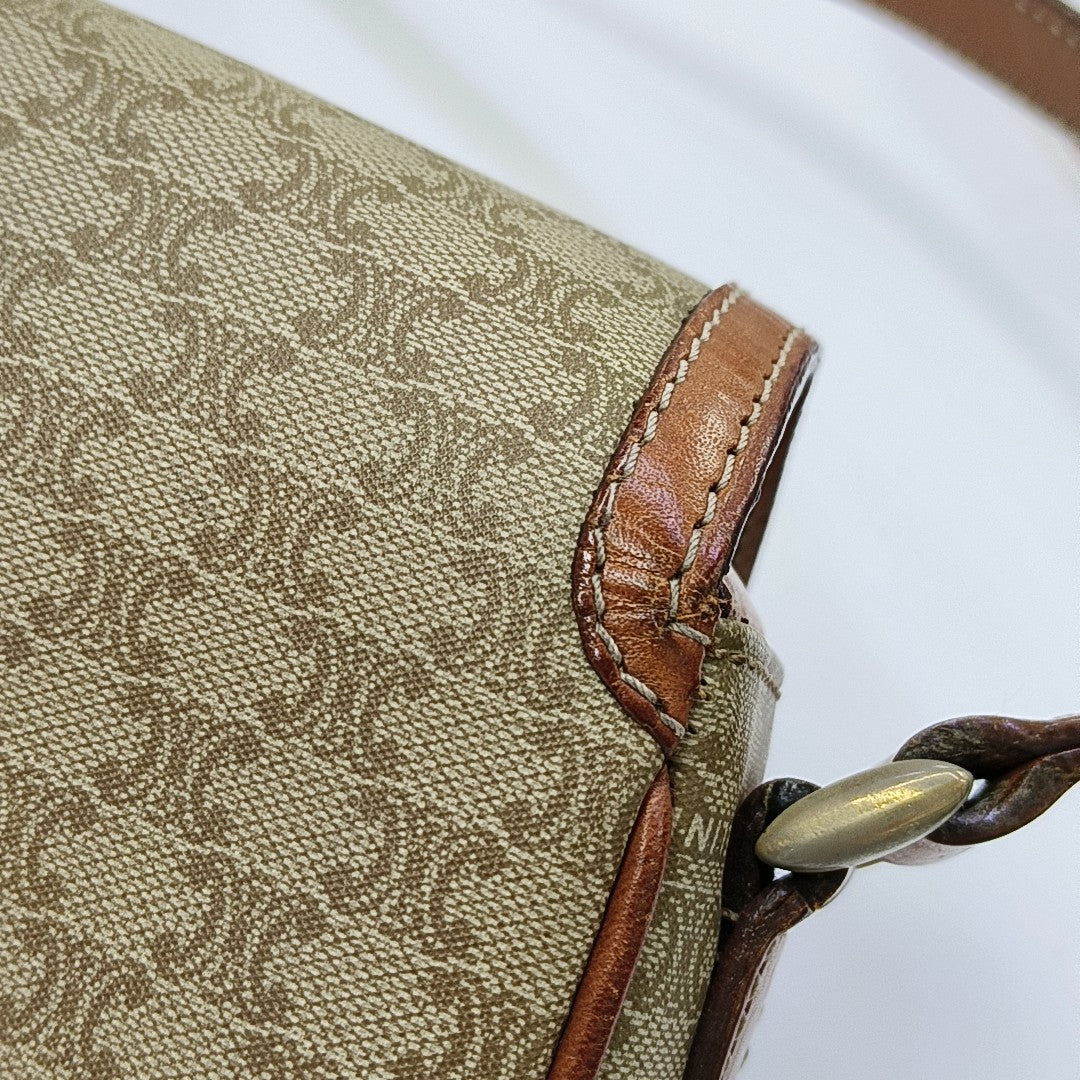 Coated Canvas Shoulder Bag Beige