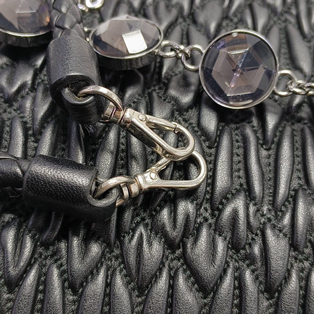 Quilted Lambskin Top Handle Bag Black
