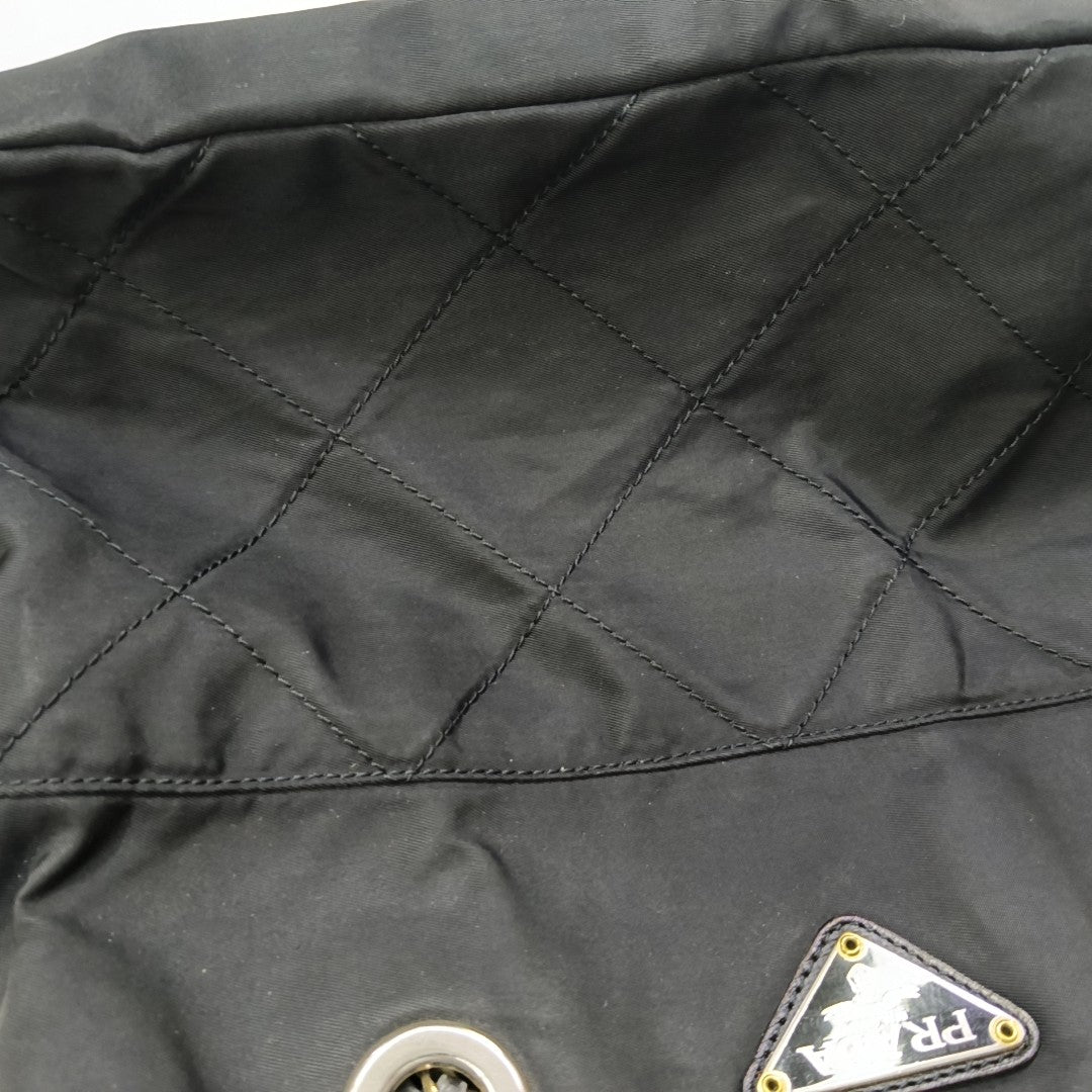 Quilted Nylon Tote Bag Black