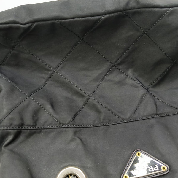 Quilted Nylon Tote Bag Black