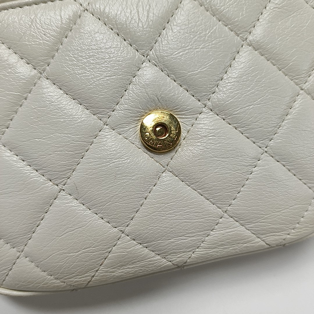 Quilted Calfskin Shoulder Bag White