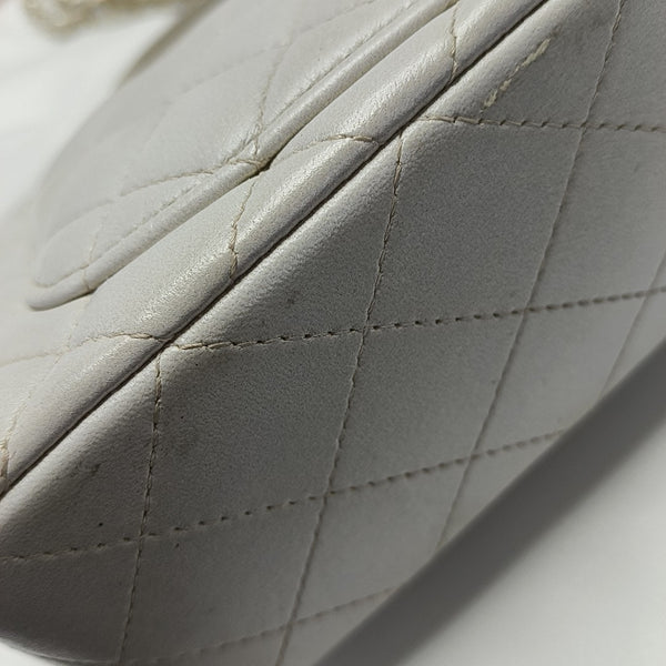 Quilted Lambskin Shoulder Bag White