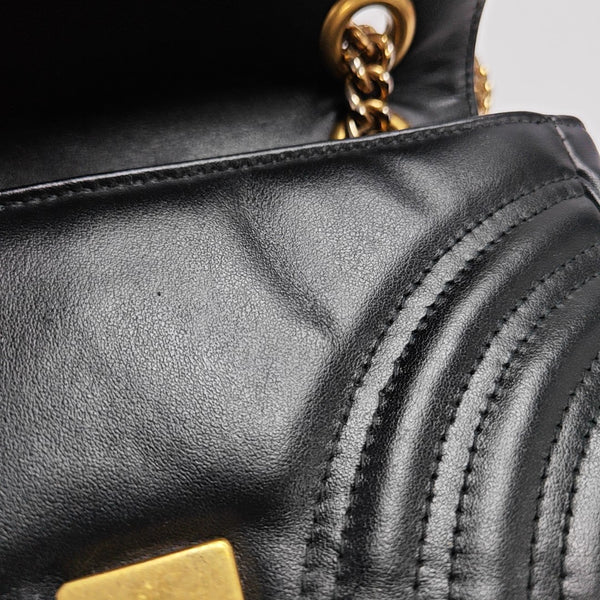 GG Marmont Small Quilted Calfskin Black