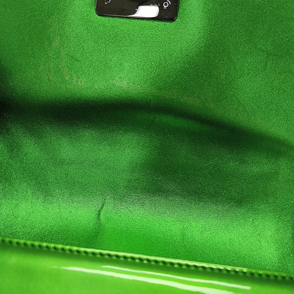 BOY CHANEL Medium Quilted Patent Leather Green