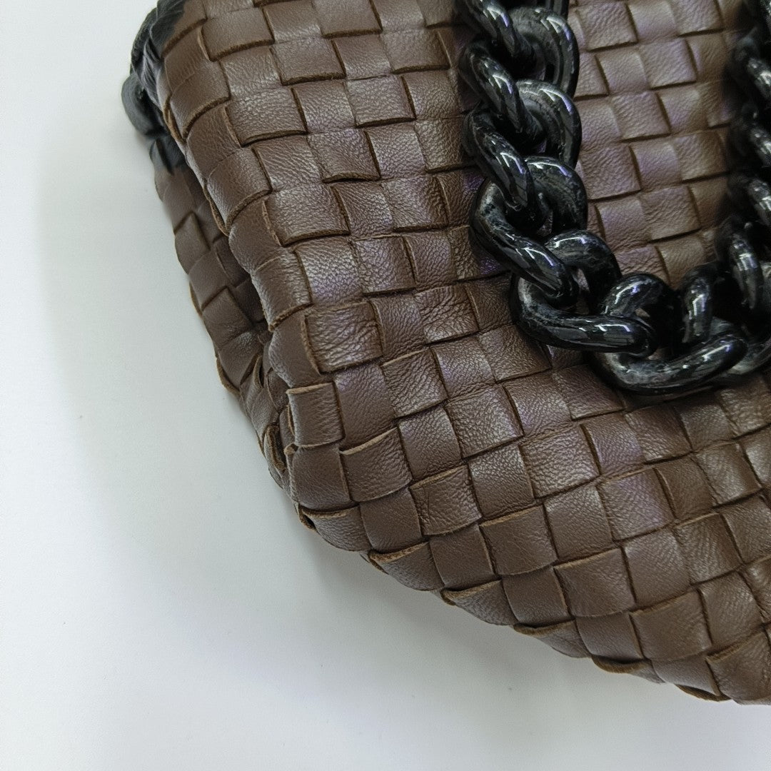Lambskin Top Handle Bag Brown
