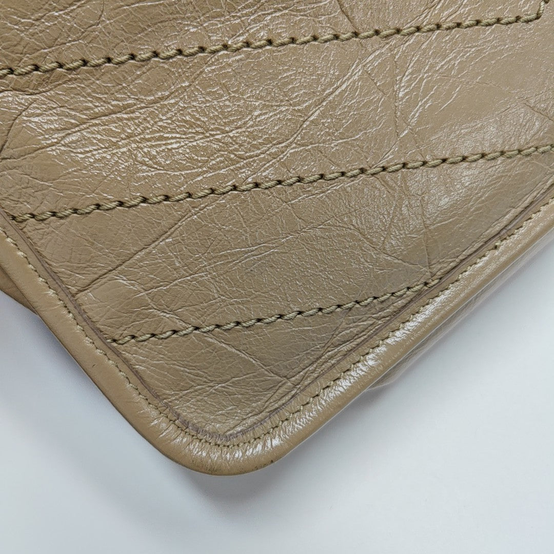 NIKI Small Chevron Calfskin Beige