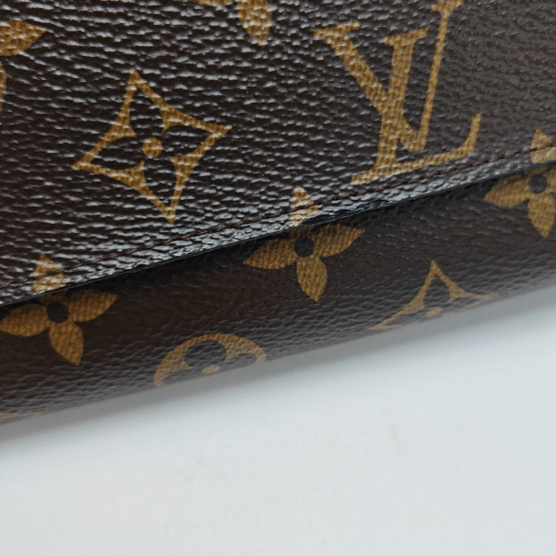 SARAH Monogram Coated Canvas Brown Wallet