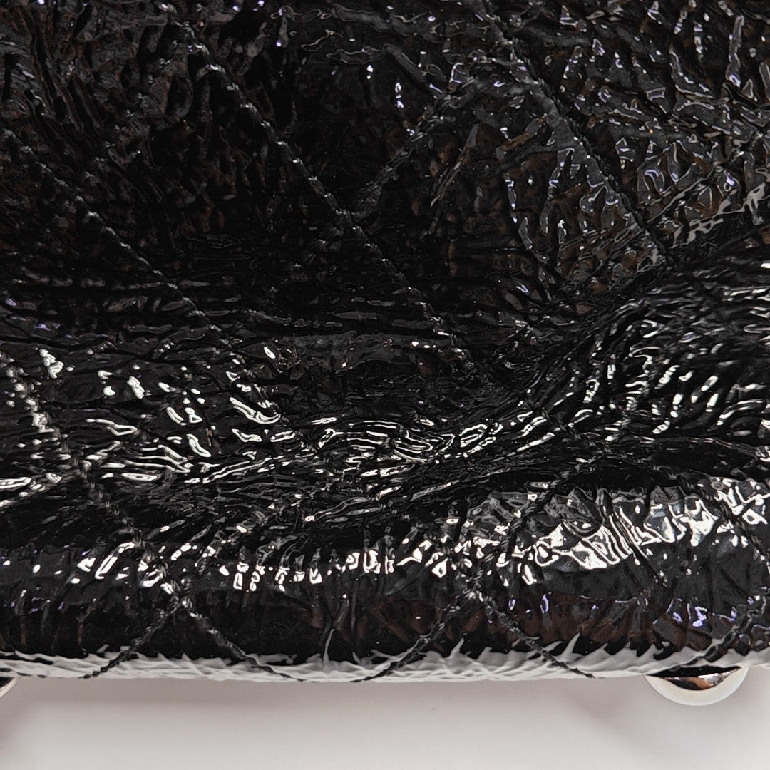 Quilted Patent Leather Shoulder Bag Black