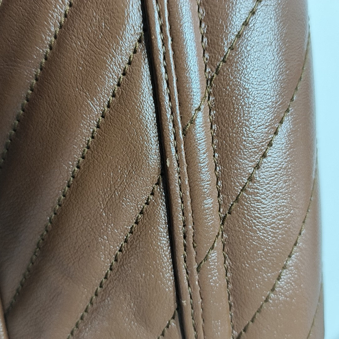 GG Marmont Mini Quilted Calfskin Brown