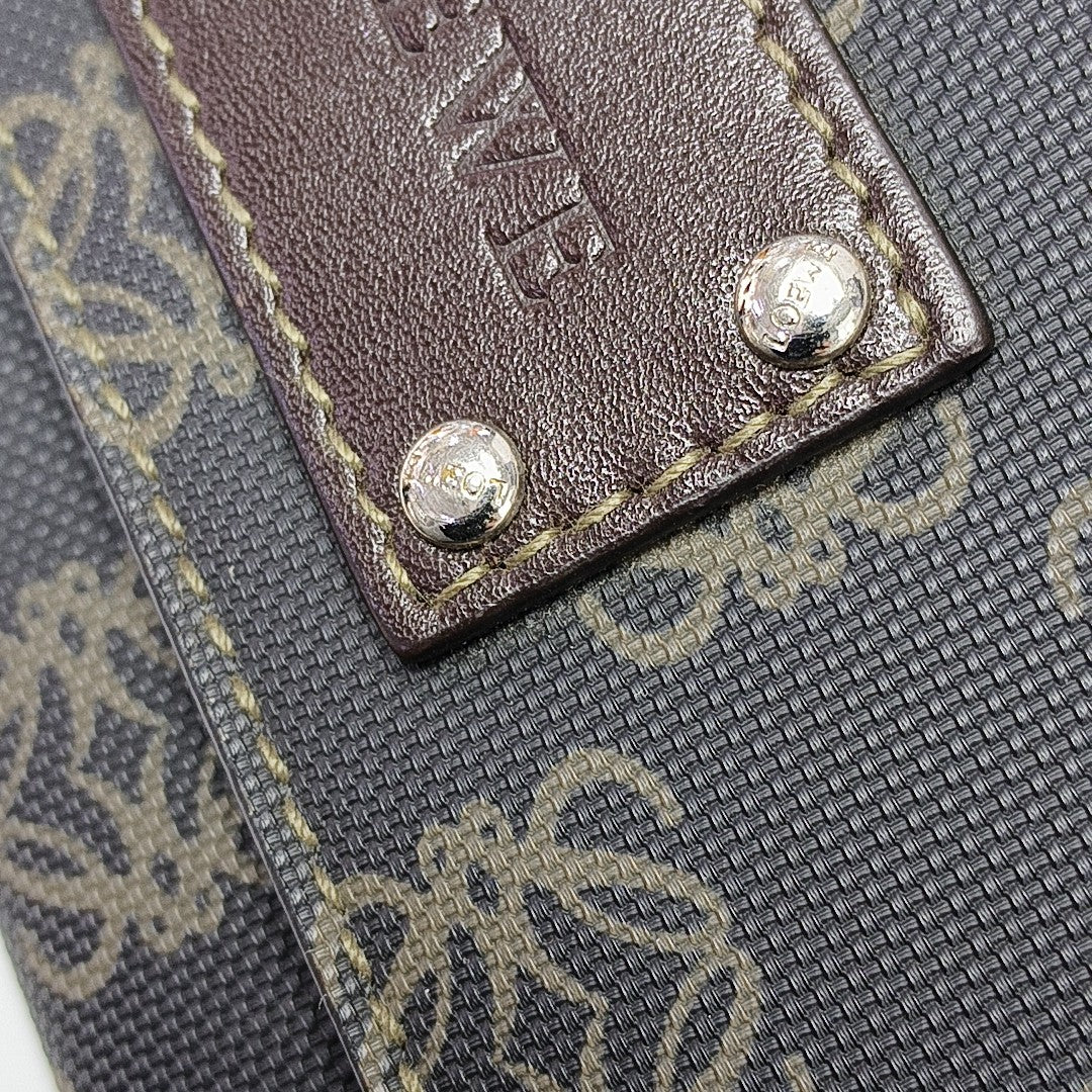 Monogram Leather Clutch Gray