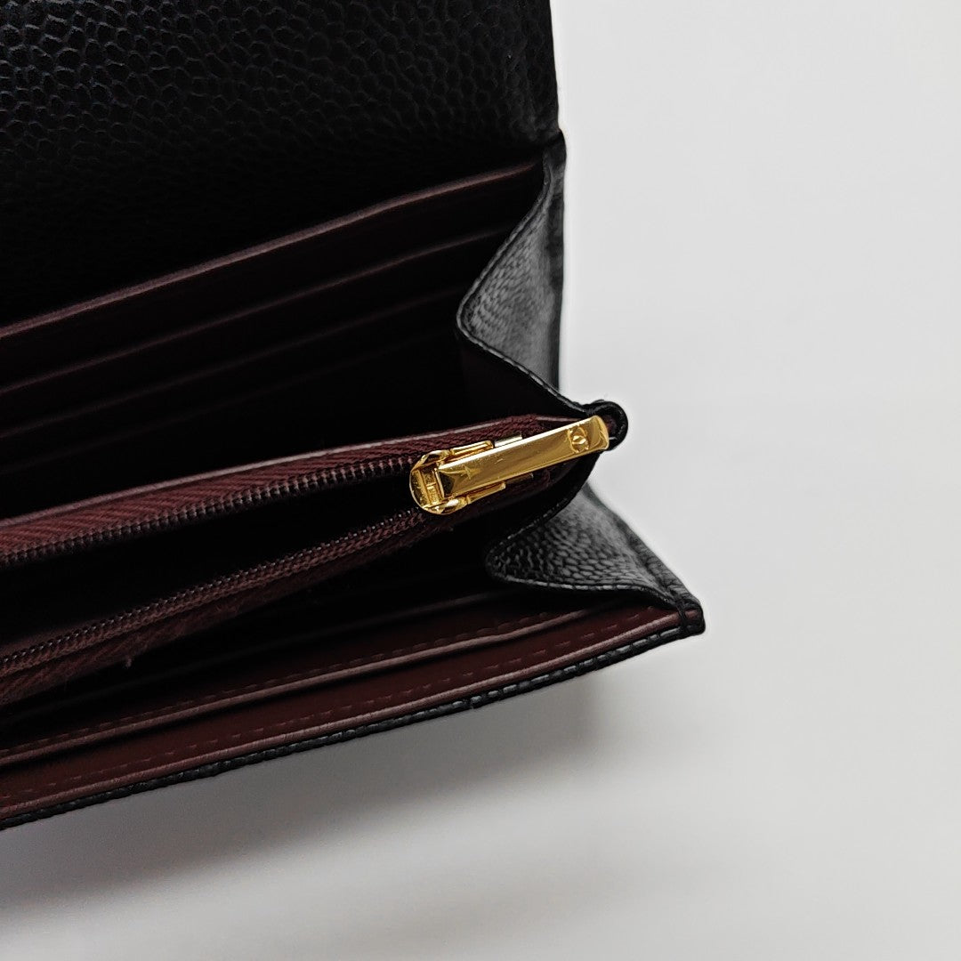 CLASSIC FLAP Mini Quilted Grained Calfskin Black Wallet